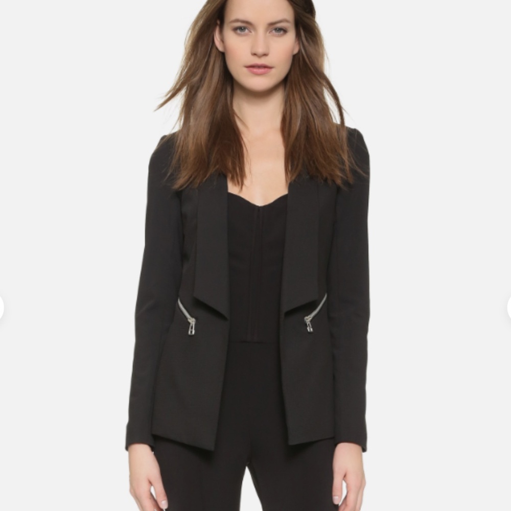 VERONICA BEARD Textured Tailored Exposed Zippers, Black Jacket sz 10
